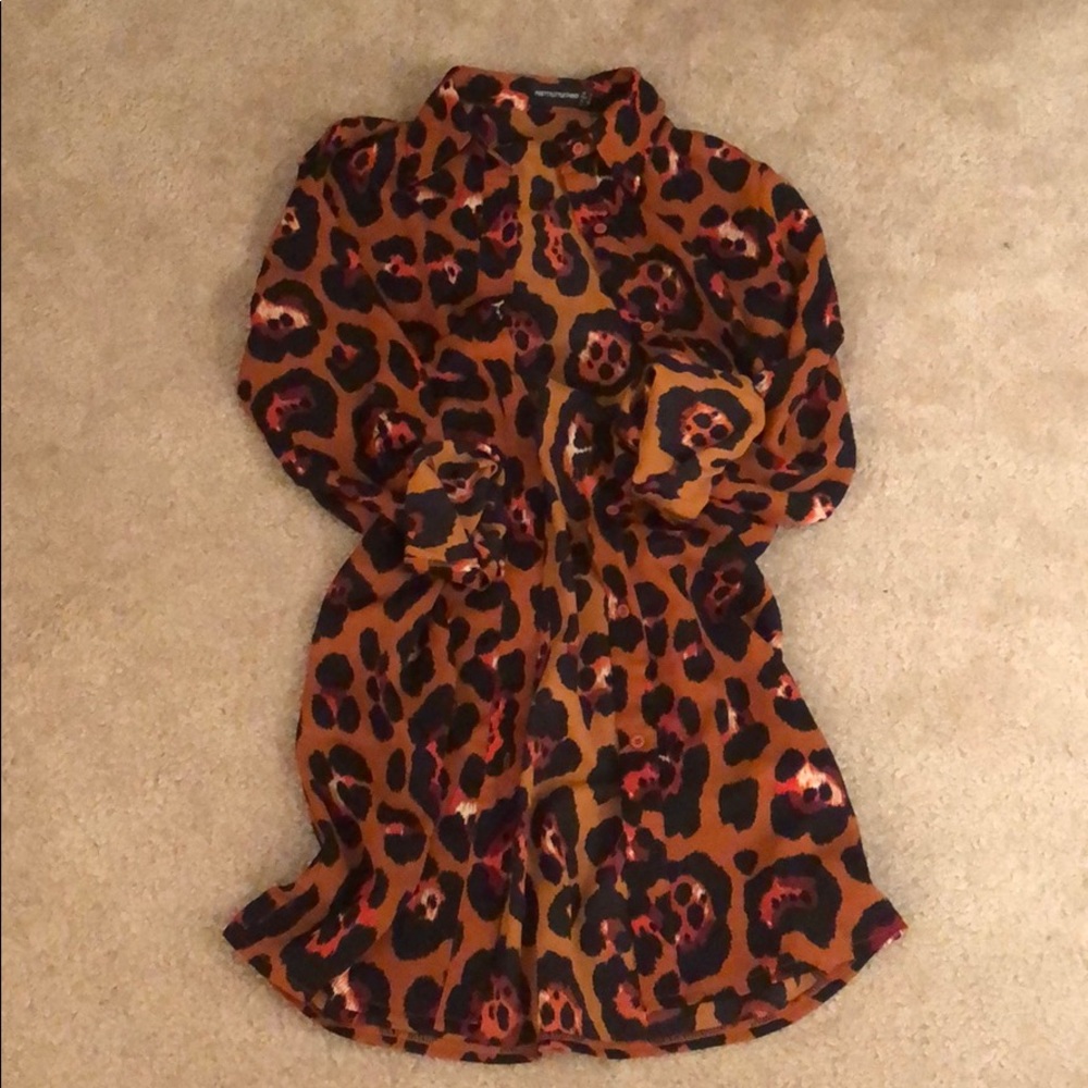 Printed button down dress